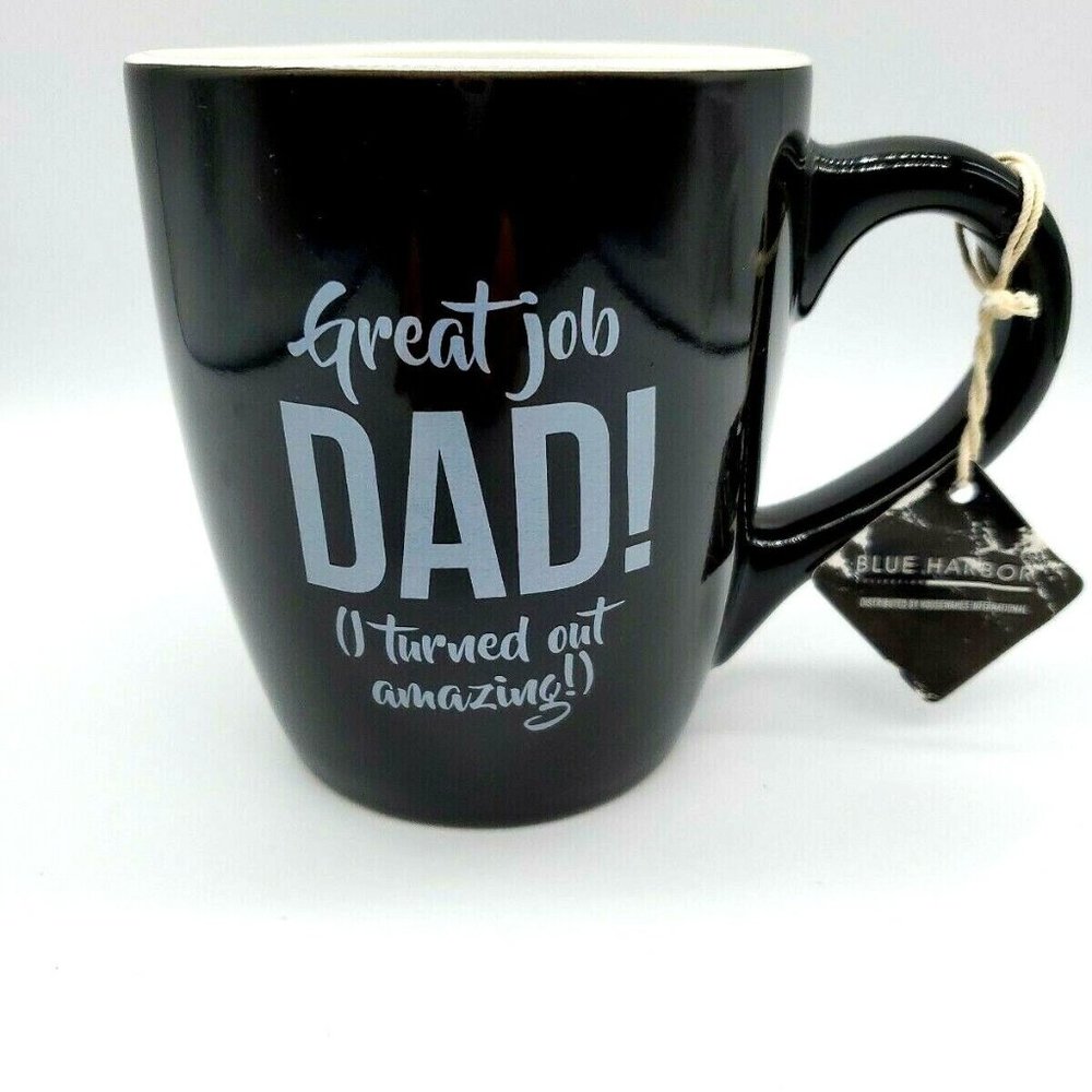 Great job Dad! I Turned Out Amazing! Funny Fathers Day Black/Gray Mug Tera Reed